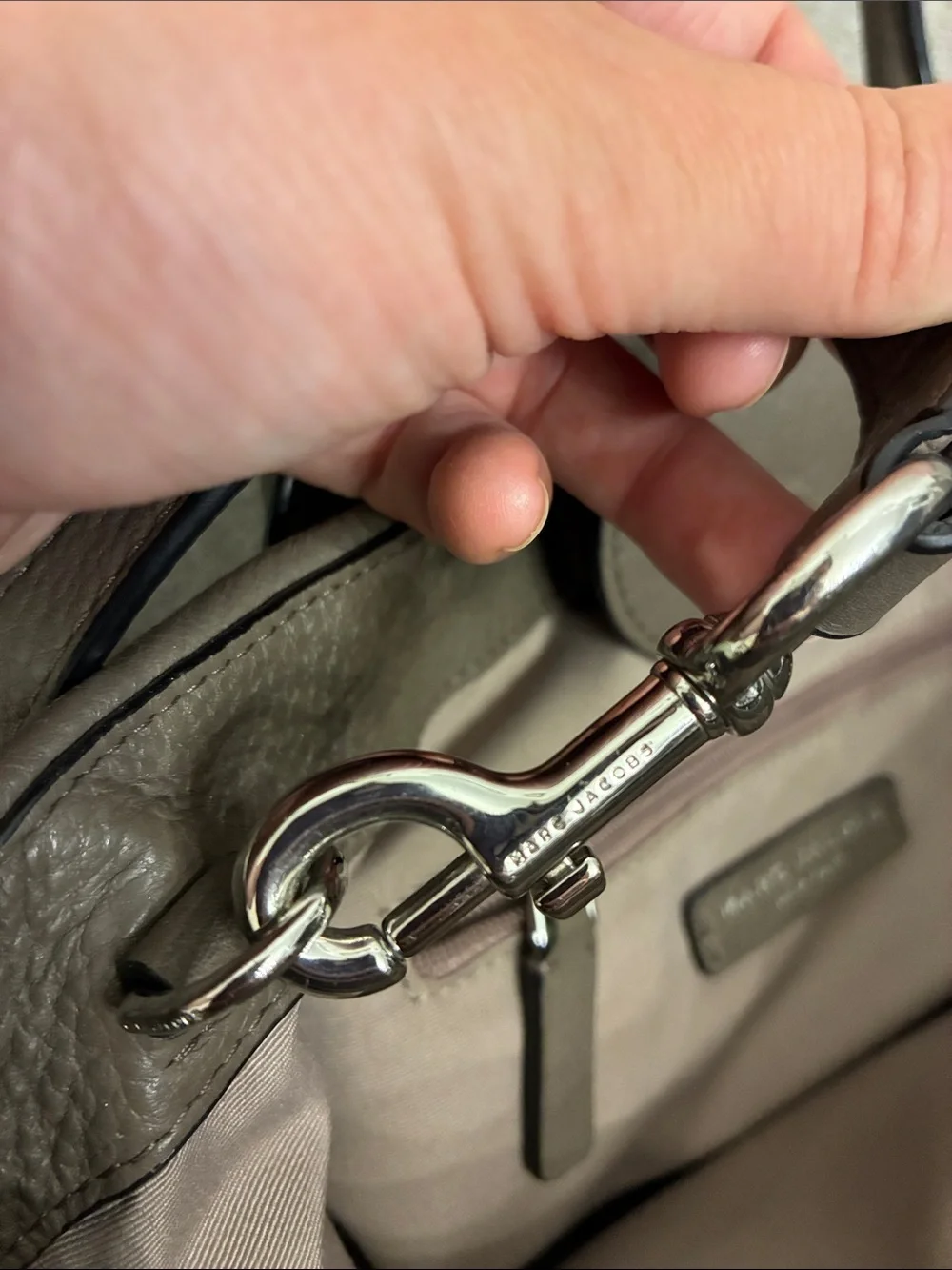 Marc Jacobs Gray Pebbled Leather Satchel with Detachable Strap